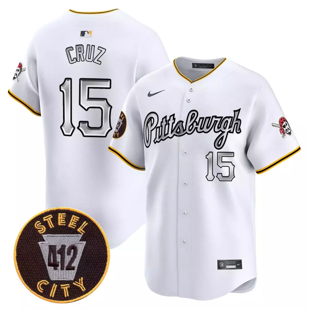 O'Neil Cruz Pittsburgh Pirates White Men's 412 Patch Vapor Premier Limited Jersey V7 | All Stitched | Perfect Fan Gear for Men, Women & Youth