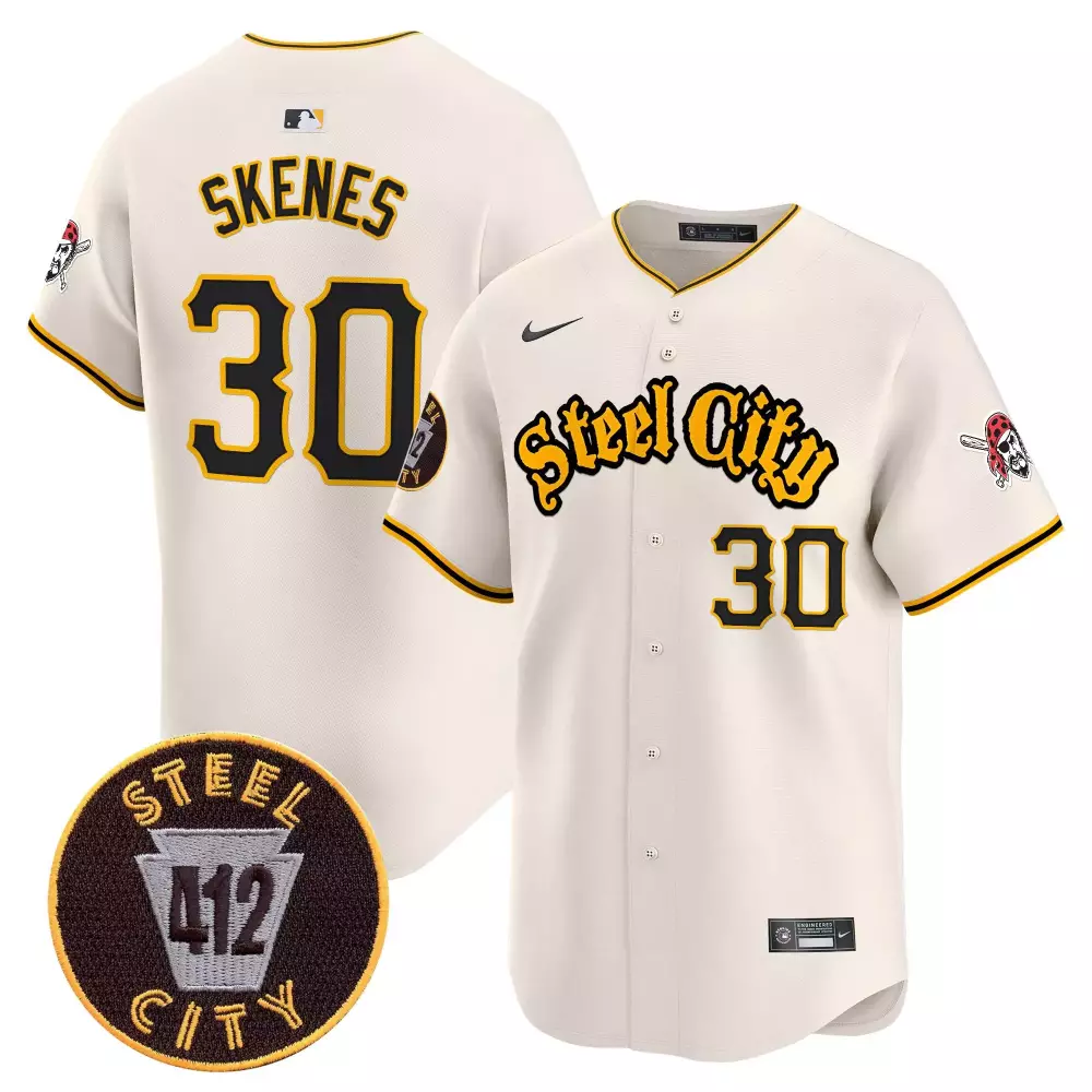 Paul Skeens Pittsburgh Pirates Cream Black Men's Limited Edition Jersey | Stitched Vapor Premier | Fan Gear for Men, Women & Youth
