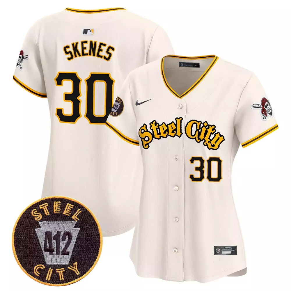 Paul Skenes Pittsburgh Pirates 412 Patch Cream Women's Jersey | Vapor Premier Limited Edition | Fan Gear for Women & Youth