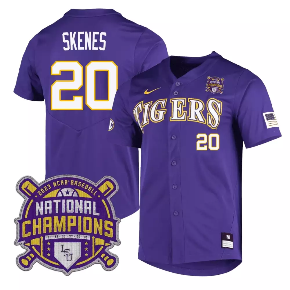 Paul Skenes LSU Tigers 2023 National Champions Jersey | Purple Stitched | Replica Fan Gear | For Men, Women & Youth