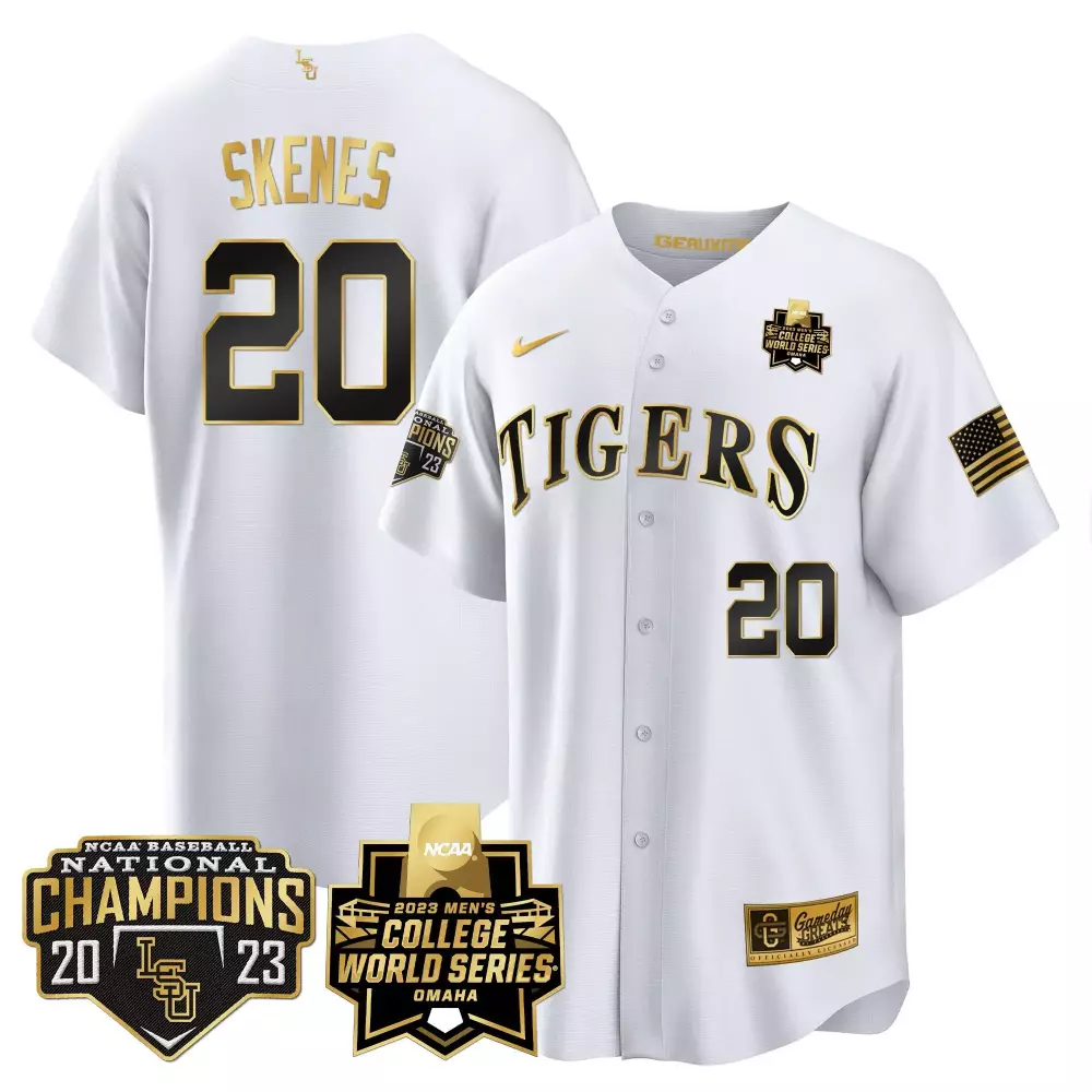 Paul Skenes LSU Tigers 2023 National Champions Gold Cool Jersey V4 | Stitched for Men | Limited Edition Fan Gear | For Men, Women & Youth