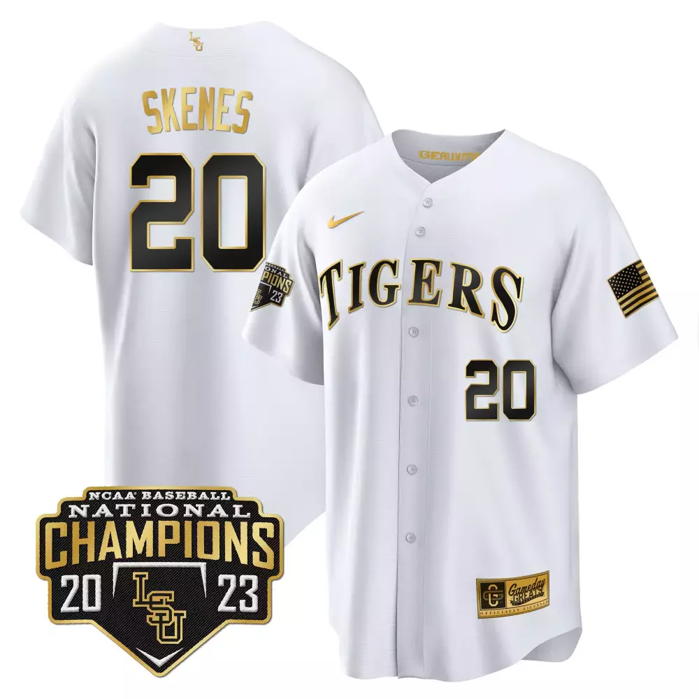Paul Skenes LSU Tigers 2023 National Champions Gold Cool Jersey V5 | Stitched for Men | Limited Edition Fan Gear | For Men, Women & Youth