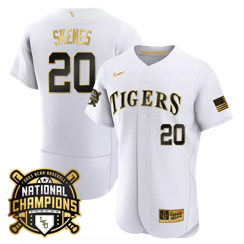 Paul Skenes LSU Tigers 2023 National Champions Gold Flex Jersey | Stitched for Men | Limited Edition Fan Gear | For Men, Women & Youth