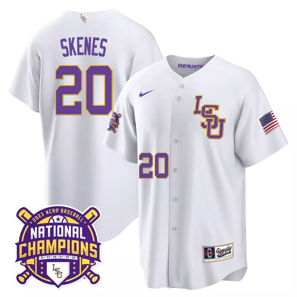 Paul Skenes LSU Tigers 2023 National Champions Gold Cool Jersey V2 | White Stitched | Limited Edition Fan Gear | For Men, Women & Youth