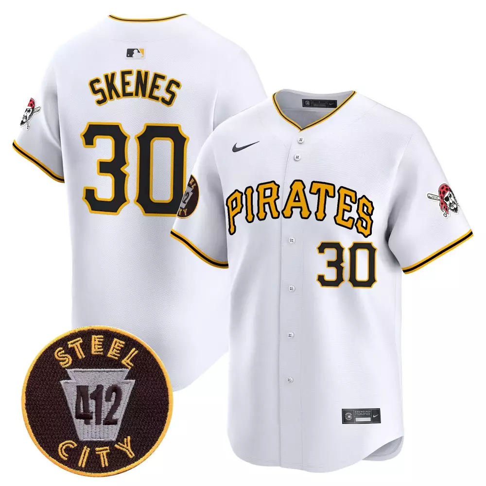 Paul Skenes Pittsburgh Pirates White Vapor Premier Limited Jersey V3 | 412 Patch | All Stitched | Fan Gear for Men, Women & Youth