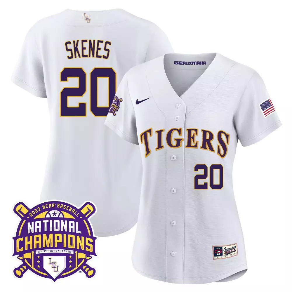 Paul Skenes LSU Tigers 2023 National Champions Gold Jersey V2 for Women | Stitched Fan Gear | For Women