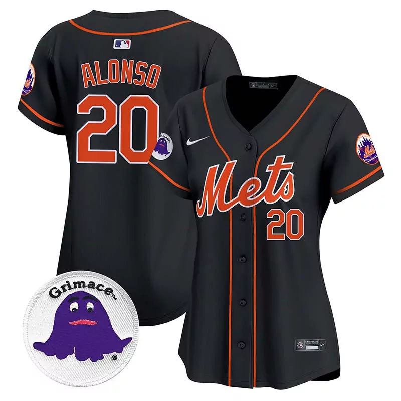 Pete Alonso New York Mets Black Grimace Vapor Premier Jersey | Limited Edition Stitched Fan Gear | For Men, Women & Youth