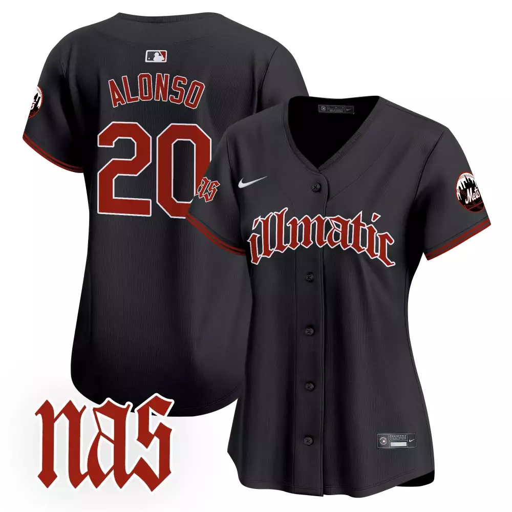 Pete Alonso New York Mets Black Nas Illmatic Vapor Premier Jersey | Limited Edition Stitched Fan Gear | For Men, Women & Youth