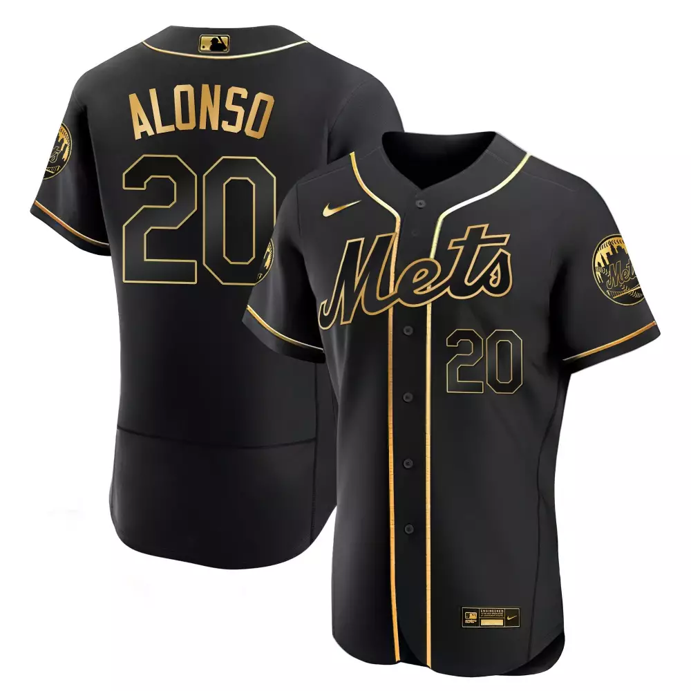 Pete Alonso New York Mets Flex Black Gold Limited Jersey | Stitched Fan Gear | For Men, Women & Youth