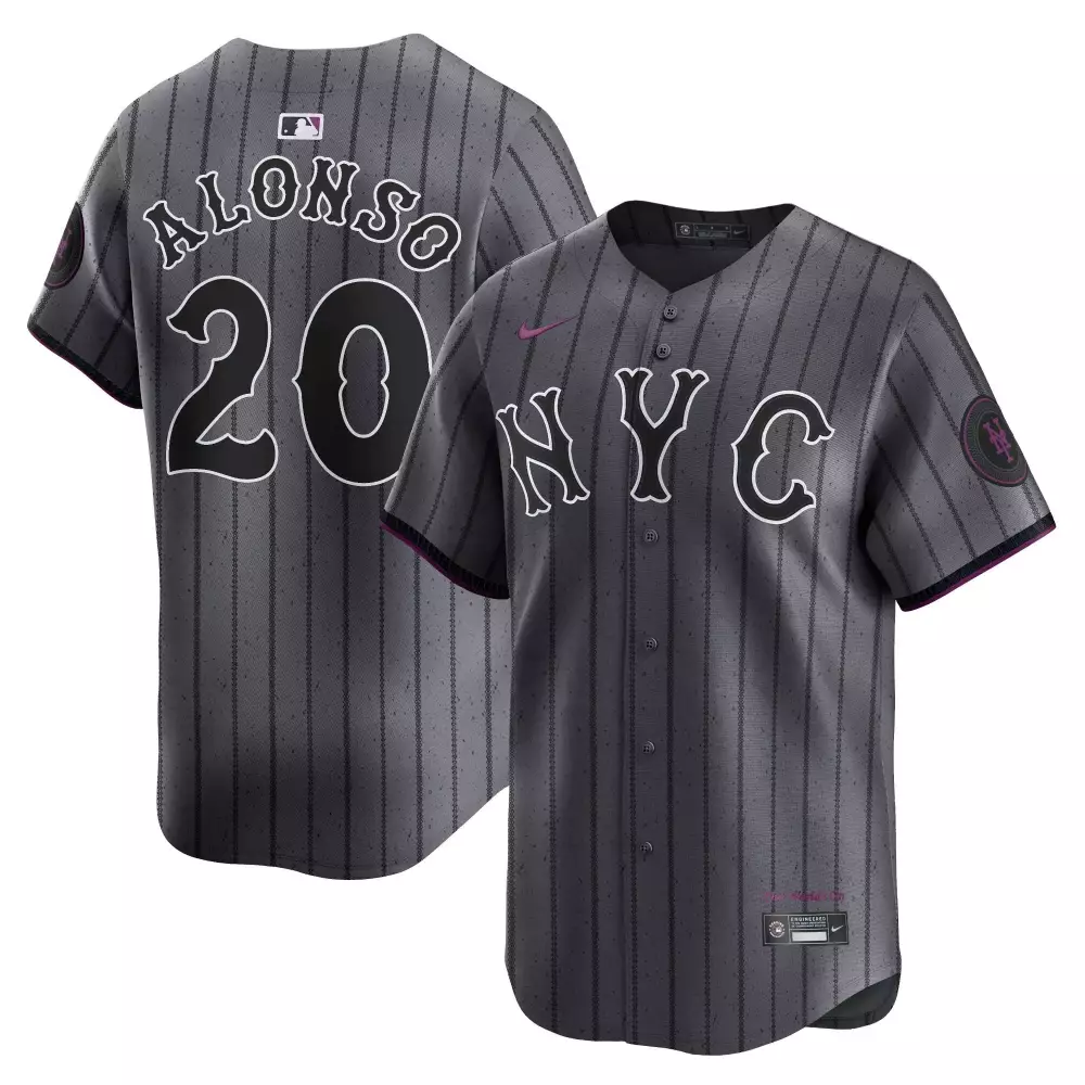 Pete Alonso New York Mets 2024 City Connect Graphite Jersey | Stitched Limited Edition Fan Gear | For Men, Women & Youth
