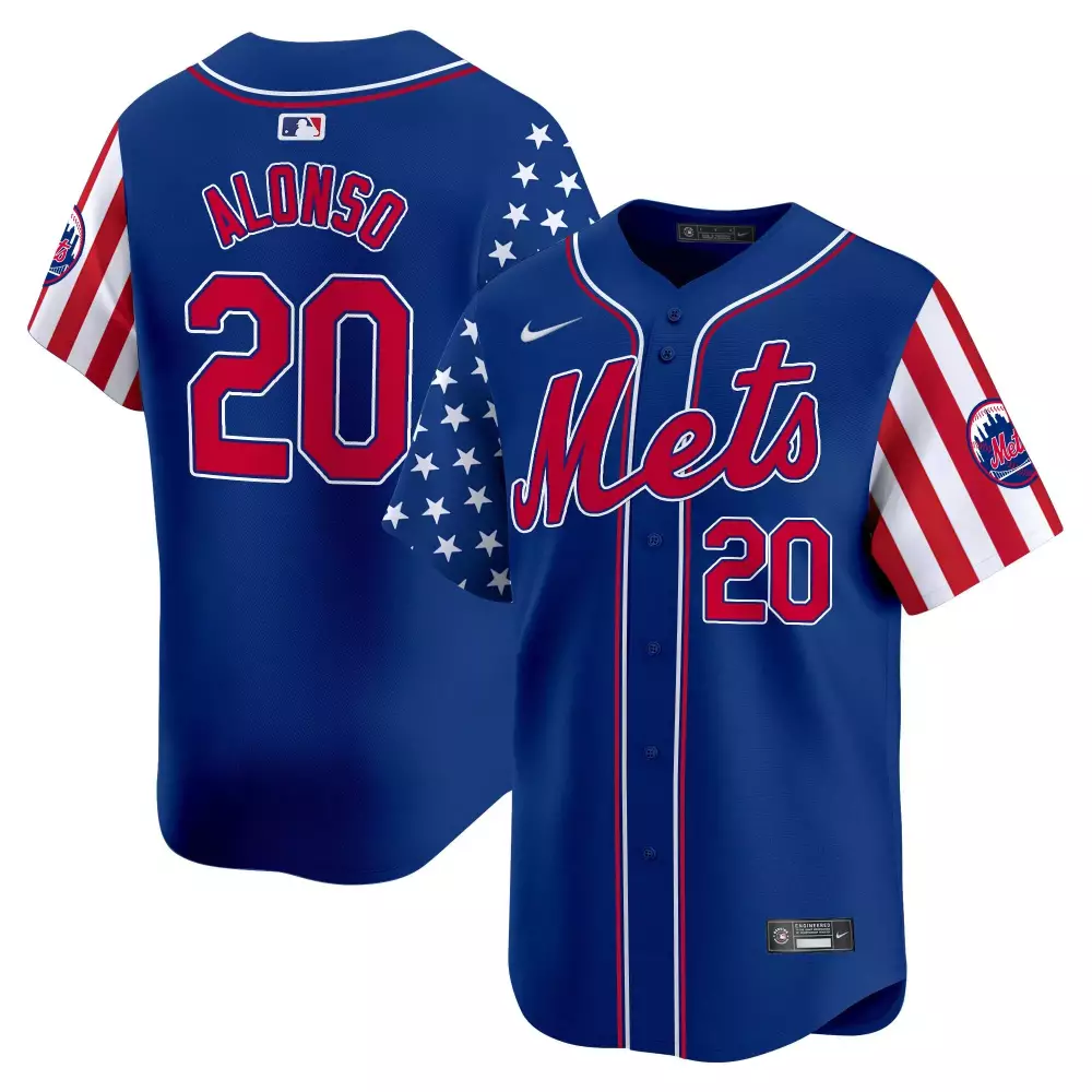 Pete Alonso New York Mets 2024 Independence Day Vapor Premier Limited Jersey | Royal Stitched Fan Gear | For Men, Women & Youth