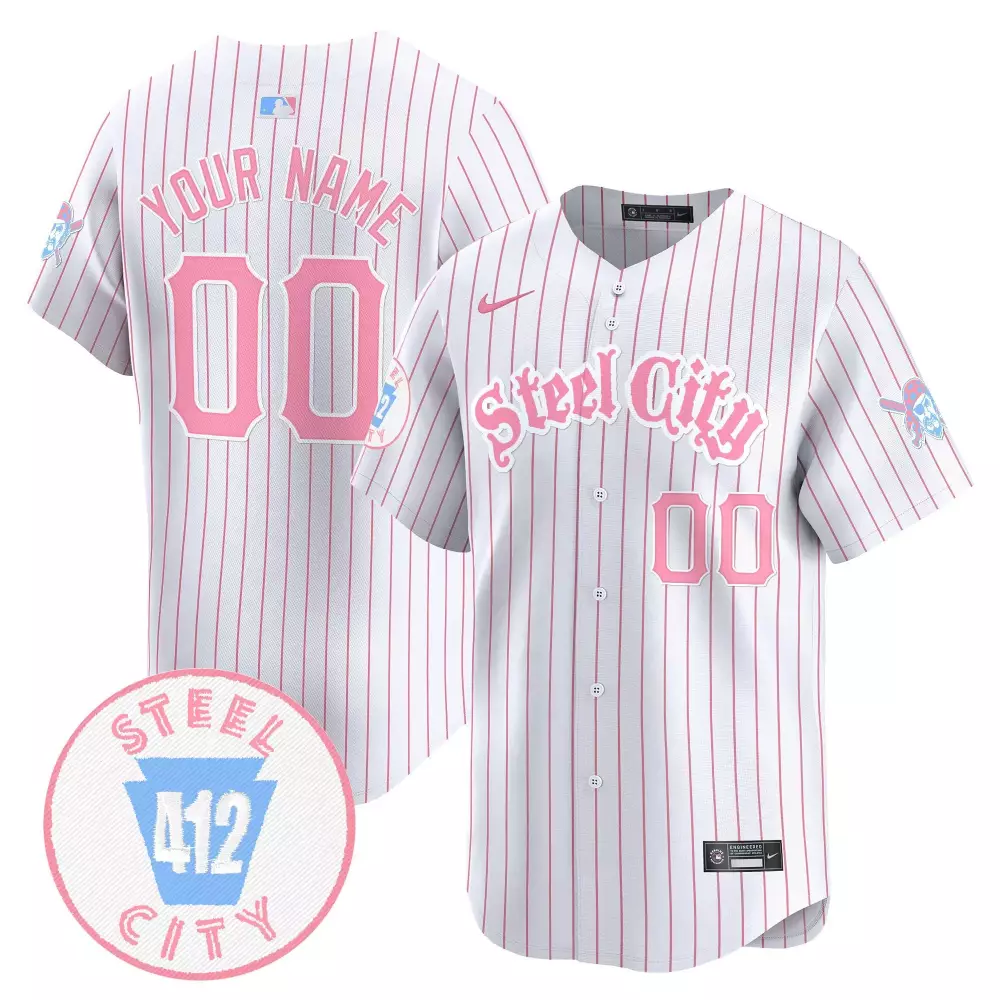 Pinstripe Unisex Pittsburgh Pirates Bubblegum Pink Vapor Premier Custom Jersey V2 | Limited Edition Stitched Fan Gear for Men, Women & Youth