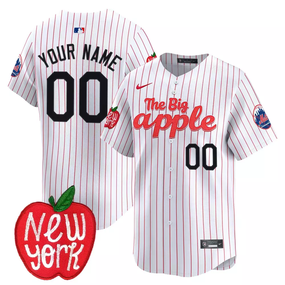 The Big Apple New York Mets Pinstripe Youth Vapor Premier Jersey | All Stitched | Limited Edition | For Men, Women & Youth