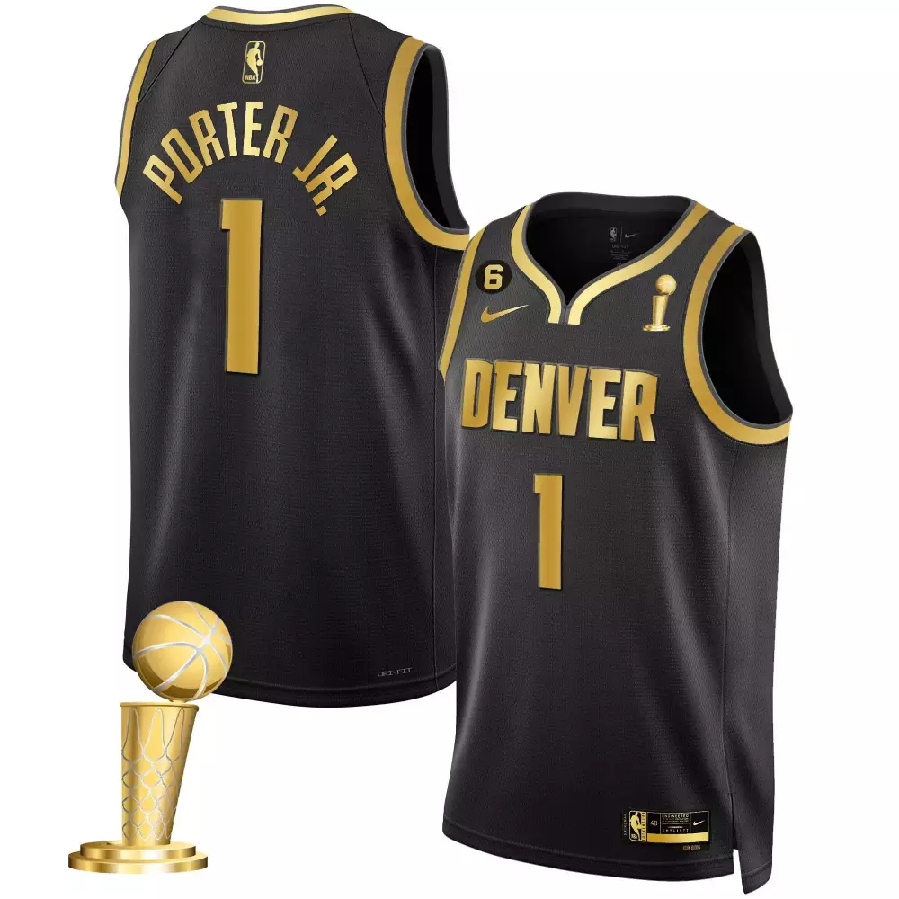 Porter Jr. Denver Nuggets 2023 Champions Black Gold Jersey | All Stitched | Fan Gear for Men, Women & Youth