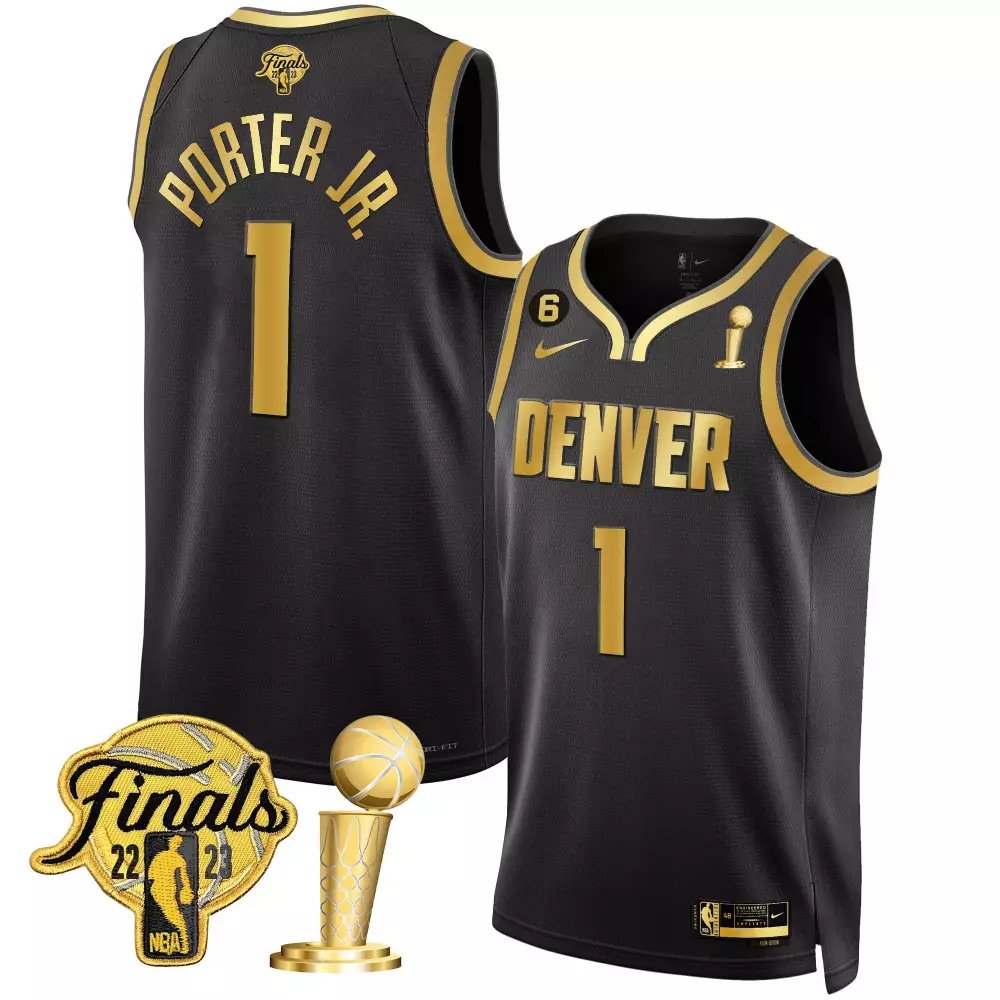 Porter Jr. Denver Nuggets 2023 Finals Champions Black Gold Jersey | All Stitched | Game Day Outfit for Men, Women & Youth