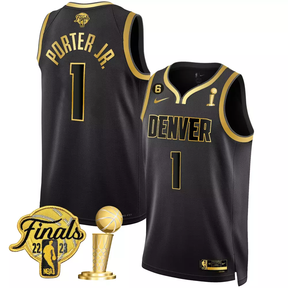 Youth Porter Jr. Denver Nuggets 2023 Finals Black Gold Patch Collection Jersey | Stitched Style | Game Day Outfit | For Men, Women & Youth