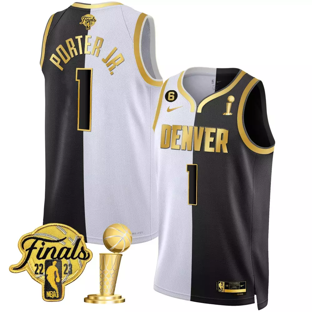 Porter Jr. Denver Nuggets 2023 Finals Champions Split Black White Gold Jersey | Stitched | Fan Gear for Men, Women & Youth