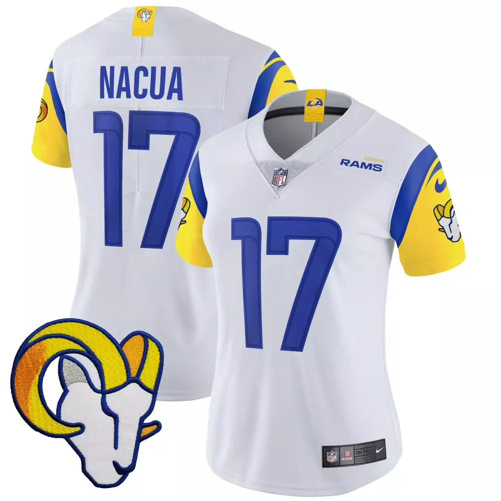 Puka Nacua White Women's Los Angeles Rams Vapor Limited Jersey V2 | All Stitched Fan Gear | For Men, Women & Youth