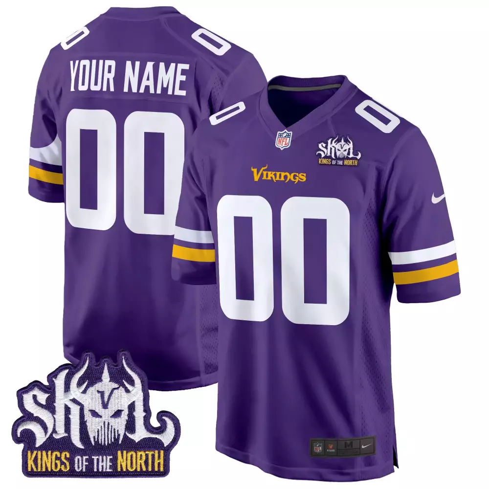 King of the North Minnesota Vikings Youth Custom Jersey | Purple Stitched Game Edition | Fan Gear for Men, Women & Youth