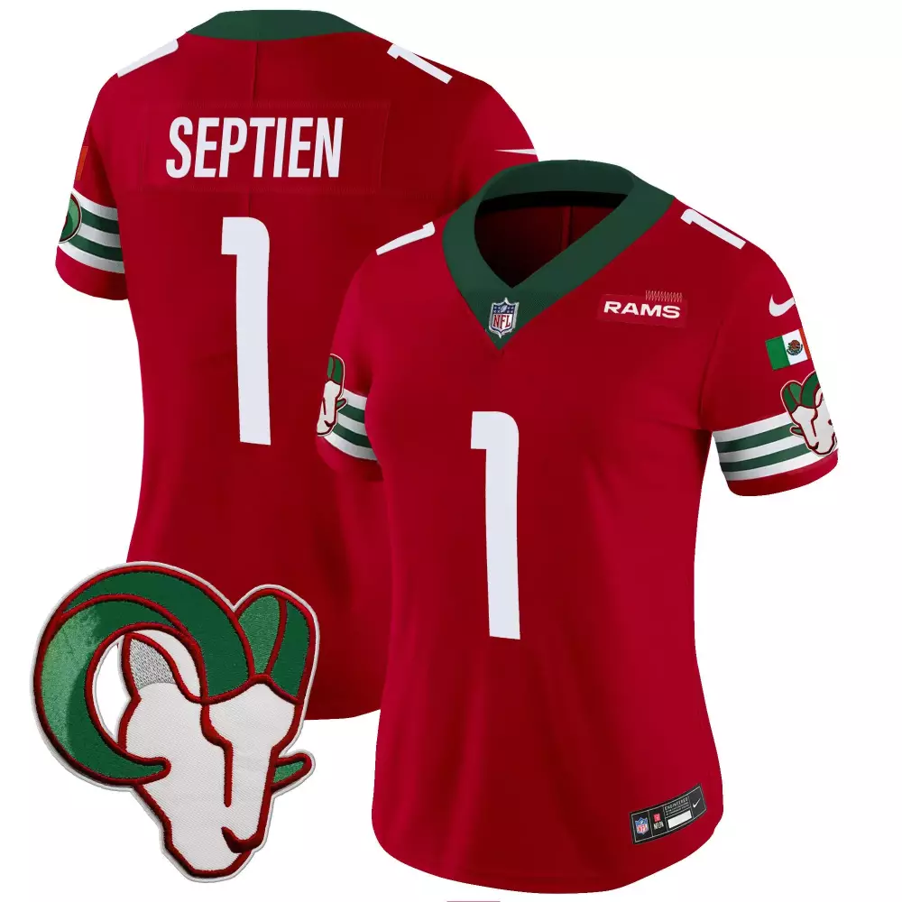 Rafael Septien Red Women's Jersey | Los Angeles Rams Mexico Vapor Limited Edition | Stitched Fan Gear | For Men, Women & Youth