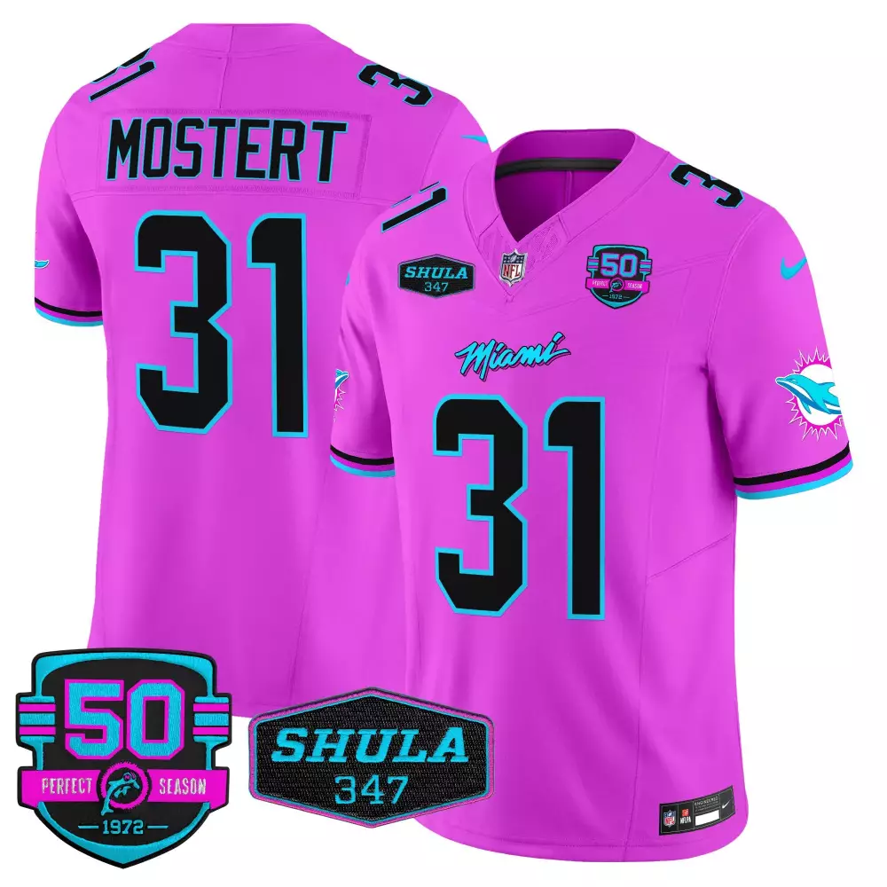 Raheem Mostert Pink Men's Miami Dolphins Miami Vice Vapor Limited Jersey V4 | Stitched Fan Gear | For Men, Women & Youth