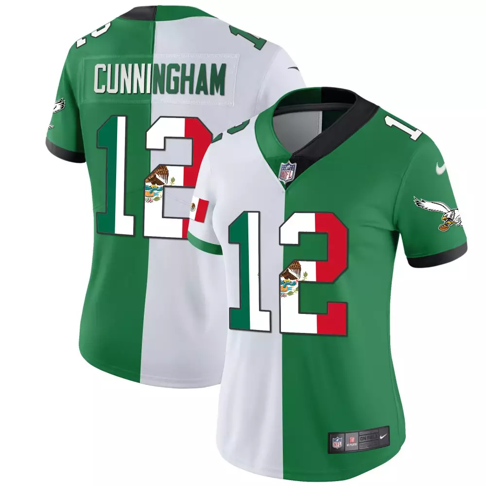 Randall Cunningham Philadelphia Eagles Split Women's Mexico Gold Kelly Jersey | Stitched Vapor Limited Edition | Fan Gear