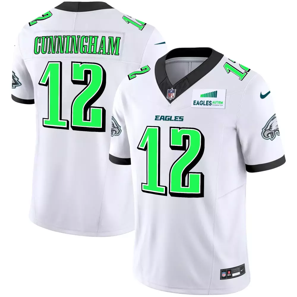 Randall Cunningham Philadelphia Eagles White Men's Autism Foundation Jersey | Stitched Vapor Limited Edition | Fan Gear