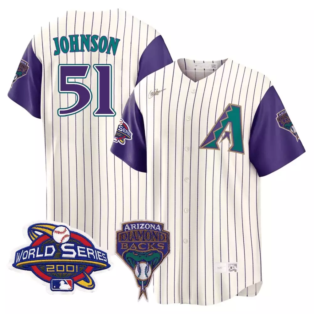 Randy Johnson 2001 World Series Patch Men's Arizona Diamondbacks Throwback Jersey | All Stitched | Fan Gear for Men, Women & Youth