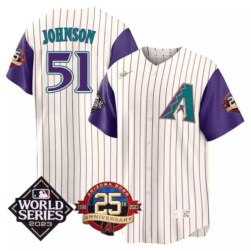 Randy Johnson 2023 World Series Patch Men's Arizona Diamondbacks Throwback Jersey | All Stitched | Limited Edition for Men, Women & Youth