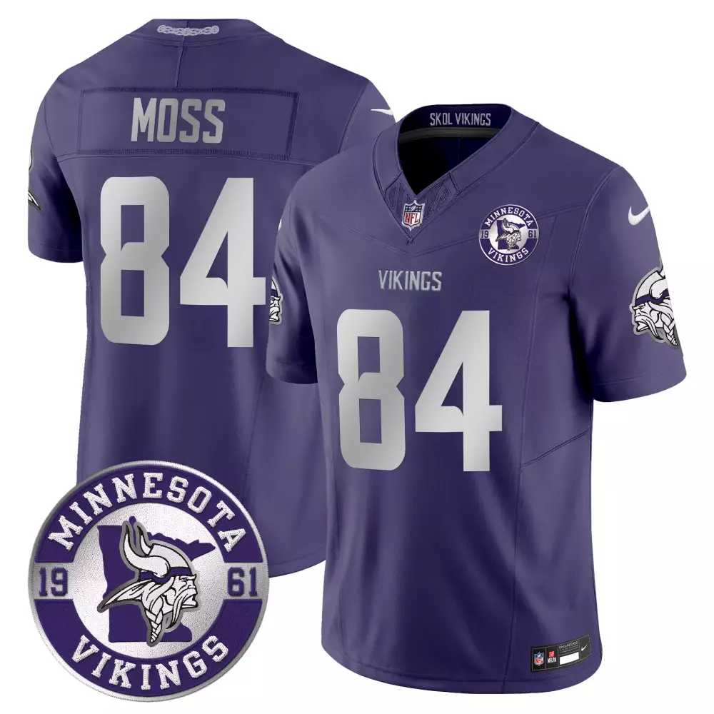 Randy Moss Minnesota Vikings Purple Vapor Limited Jersey | 2024 Est 1961 Patch | Stitched Fan Gear for Men, Women & Youth