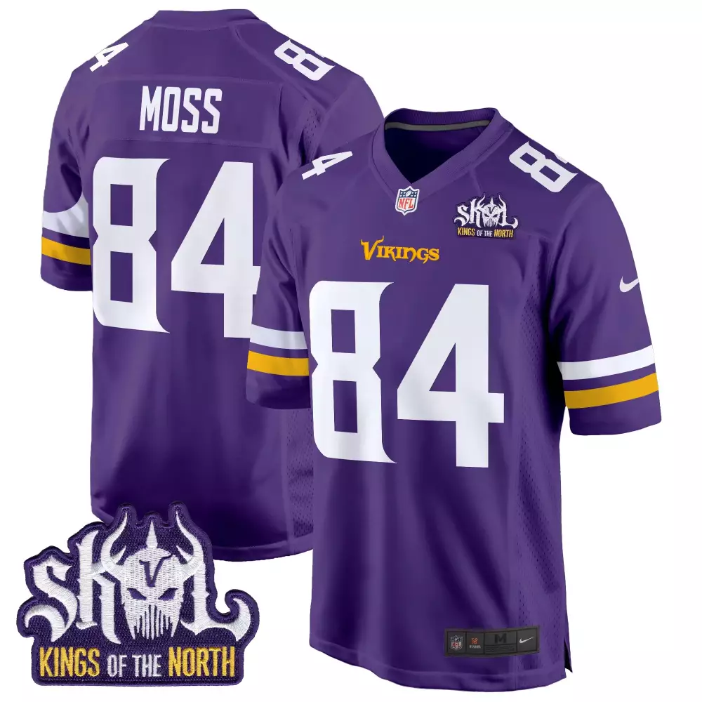 Randy Moss Minnesota Vikings King of the North Patch Purple Jersey | Game Day Stitched Fan Gear | For Men, Women & Youth