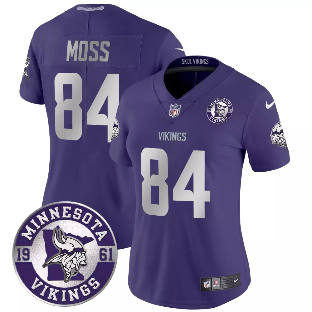Randy Moss Minnesota Vikings 2024 Vapor Limited Women's Purple Jersey | Stitched Fan Gear | For Women & Youth