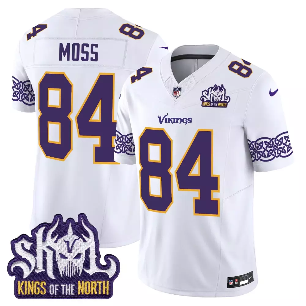 Randy Moss Minnesota Vikings King of the North Throwback Vapor Limited Jersey V2 | Stitched White | Fan Gear for Game Day | For Men, Women & Youth