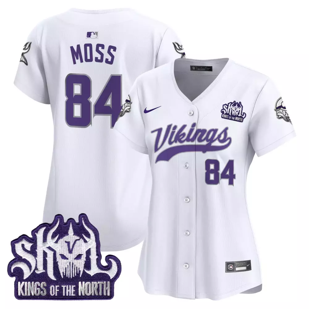 Randy Moss Women's Minnesota Vikings Kings of the North Patch Vapor Premier Limited Jersey | Stitched | Fan Gear | For Women & Youth