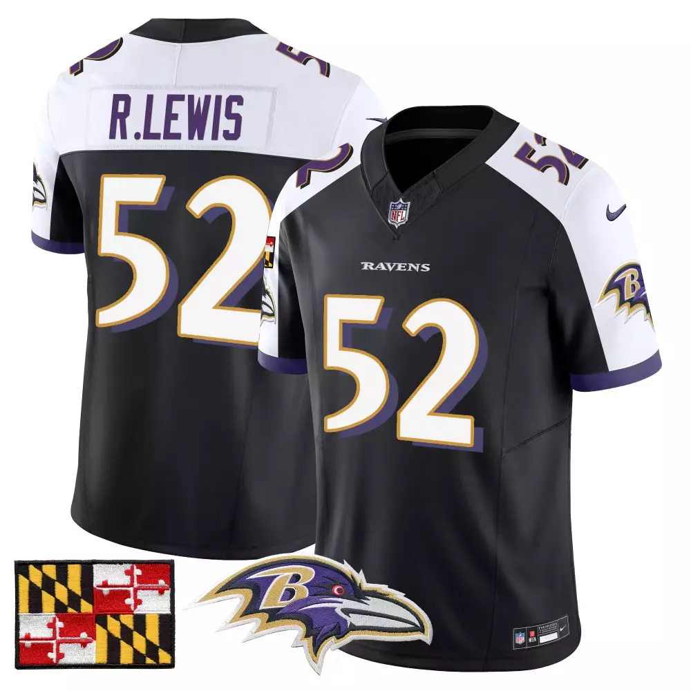 Ray Lewis Baltimore Ravens 2024 Black Alternate Jersey | Maryland Flag Patch | Vapor Limited Edition | Stitched Fan Gear | For Men, Women & Youth