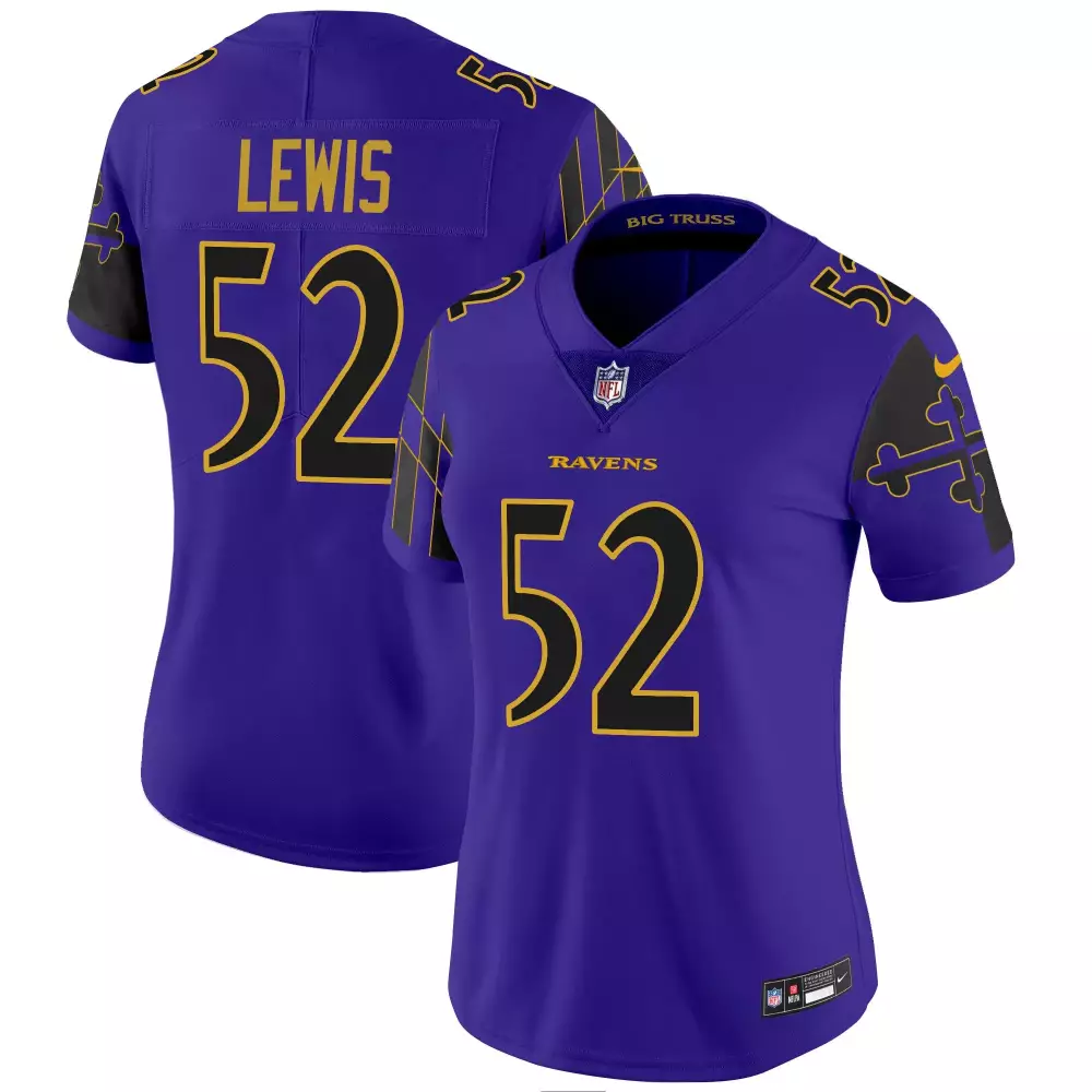 Ray Lewis Baltimore Ravens 2024 Maryland Flag Women's Vapor Jersey | Limited Edition Stitched Design | Fan Gear for Men, Women & Youth