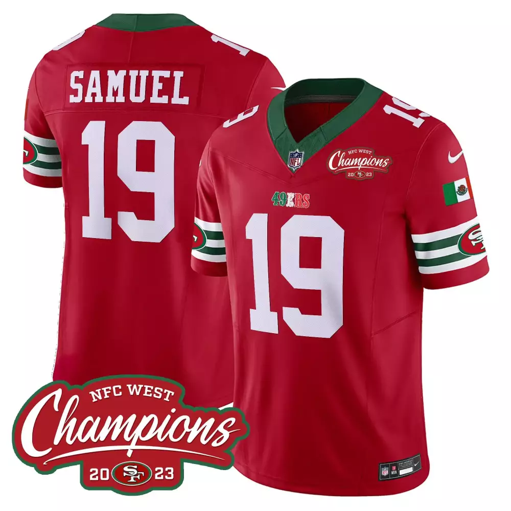 Red Deebo Samuel San Francisco 49ers Mexico 2023 NFC West Champions Patch Vapor Jersey | Men's Style | Limited Edition Fan Gear | For Men, Women & Youth