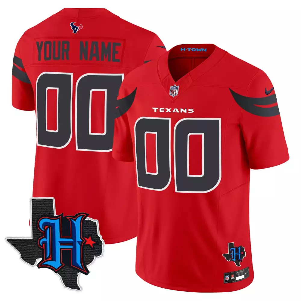 Houston Texans 2024 Red Men's Vapor Limited Custom Jersey | Texas Patch Style | All Stitched Fan Gear | For Men, Women & Youth