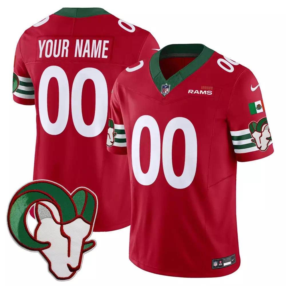 Red Men's Custom Jersey | Los Angeles Rams Mexico Vapor Limited Edition | Stitched Fan Gear | For Men, Women & Youth