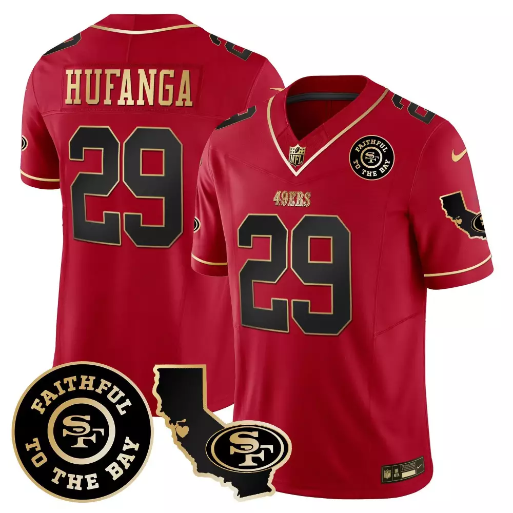 Talanoa Hufanga Red San Francisco 49ers Faithful California Patch Vapor Jersey | Men's Game Day Outfit | For Men, Women & Youth