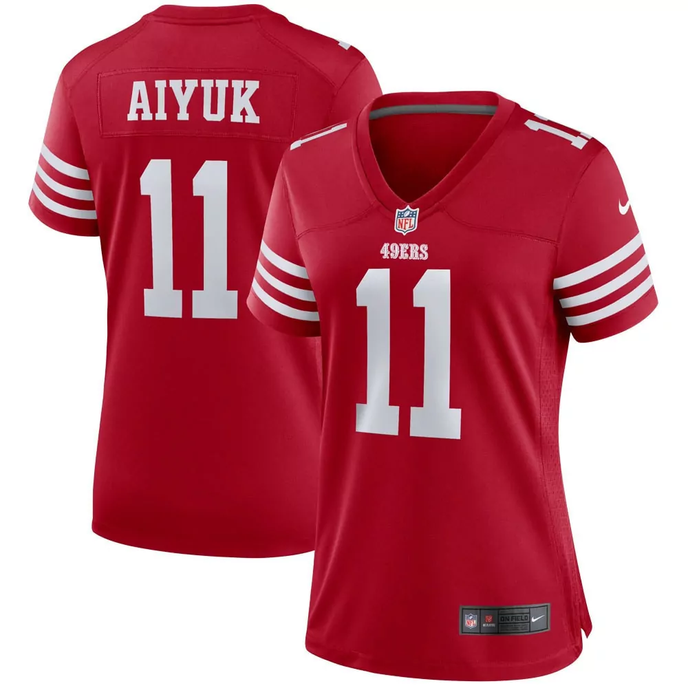 Women's Brandon Aiyuk Red San Francisco 49ers Jersey | Stylish Fan Gear for Women | Perfect for Game Day | For Men, Women & Youth