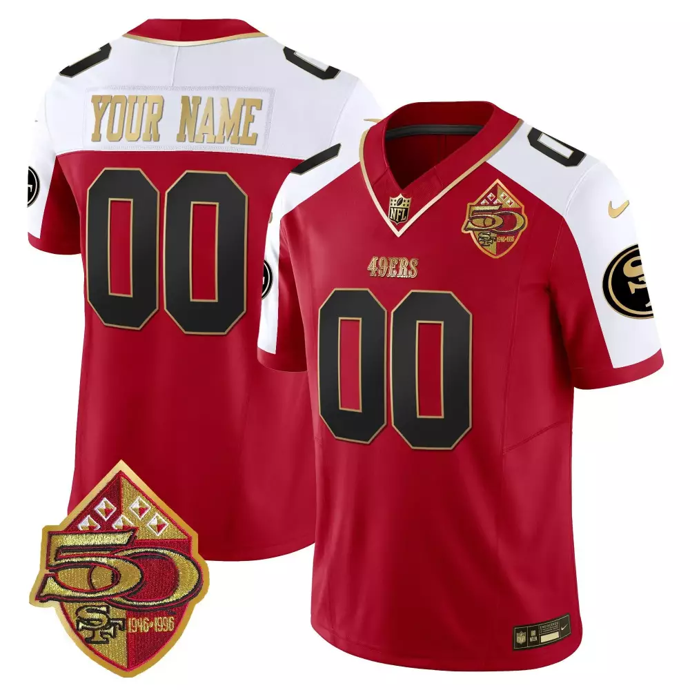 San Francisco 49ers Youth 50th Anniversary Vapor Limited Custom Jersey | Red & White | Fan Gear for Game Day | For Men, Women & Youth
