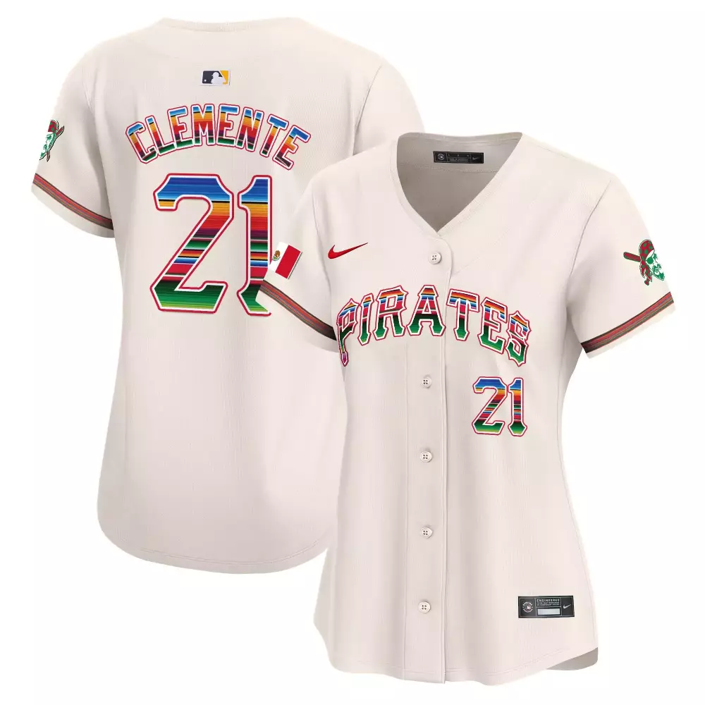 Roberto Clemente Cream Women's Vapor Premier Limited Jersey | Pittsburgh Pirates Mexico Edition | Stitched for All