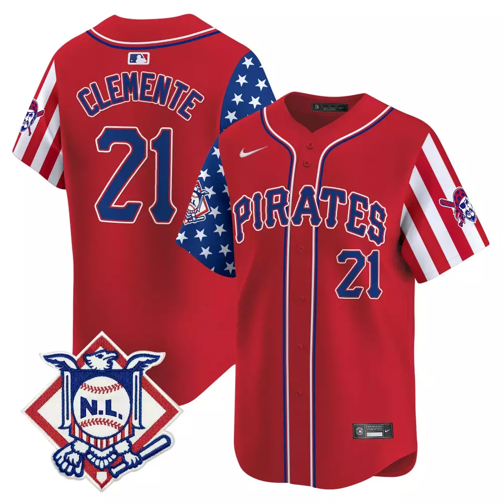 Roberto Clemente Pittsburgh Pirates Men's Fourth of July Jersey | Nike Vapor Premier Limited Edition | All Stitched in Red for Game Day | For Men, Women & Youth