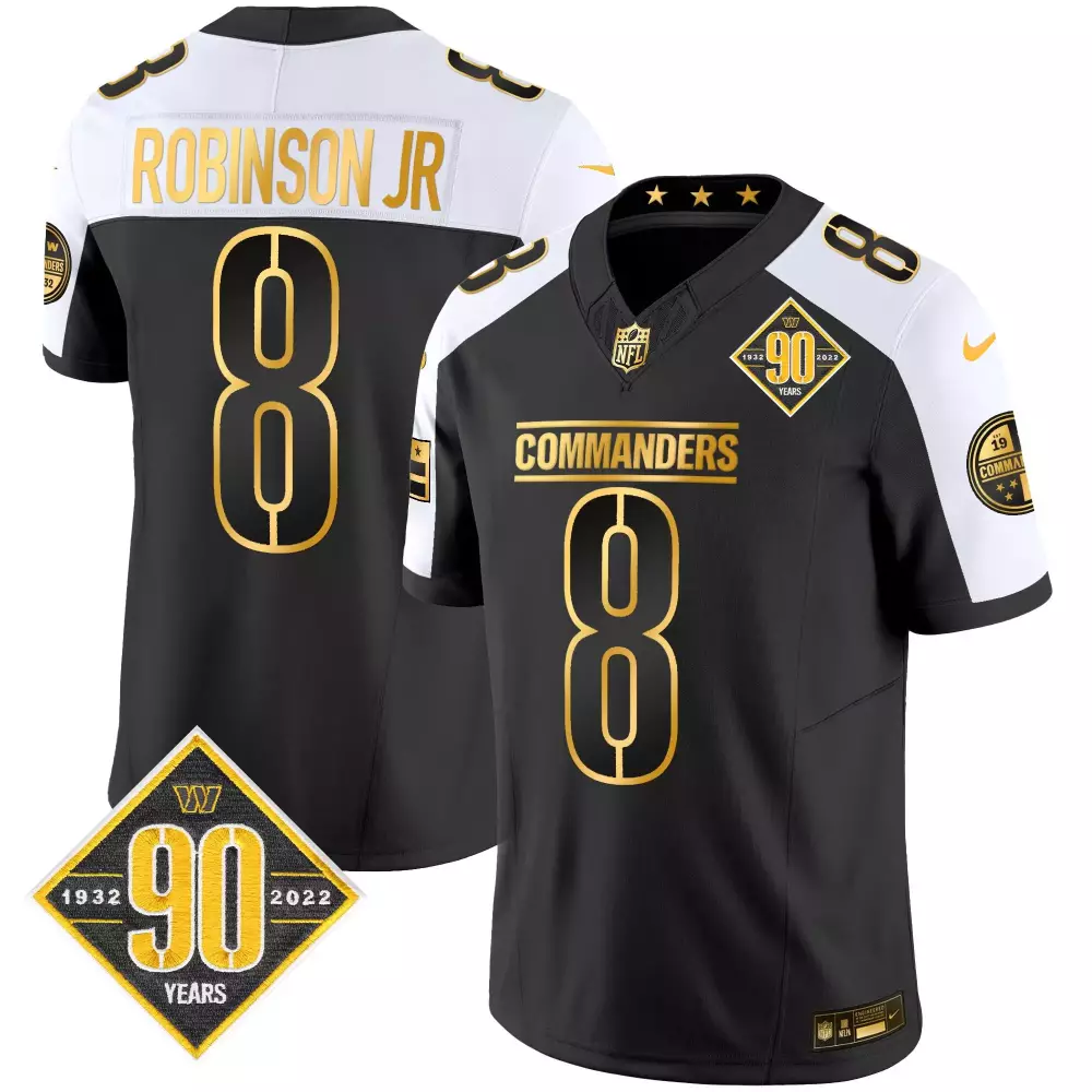 Robinson Jr. Alternate Men's Washington Commanders 90th Anniversary Gold Vapor Jersey | Stitched Fan Gear | For Men, Women & Youth