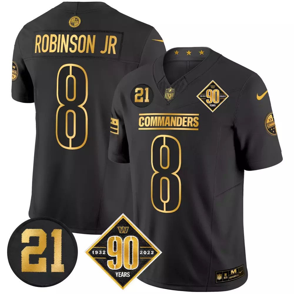 Robinson Jr. Black Gold Men's Washington Commanders 90th Sean Taylor Patch Jersey | Vapor Limited Edition | For Game Day | For Men, Women & Youth