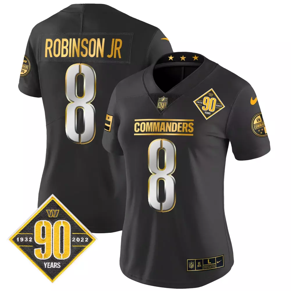 Robinson Jr. Black Limited Women's Washington Commanders 90th Anniversary Jersey | Vapor Stitched Edition | For Game Day | For Men, Women & Youth