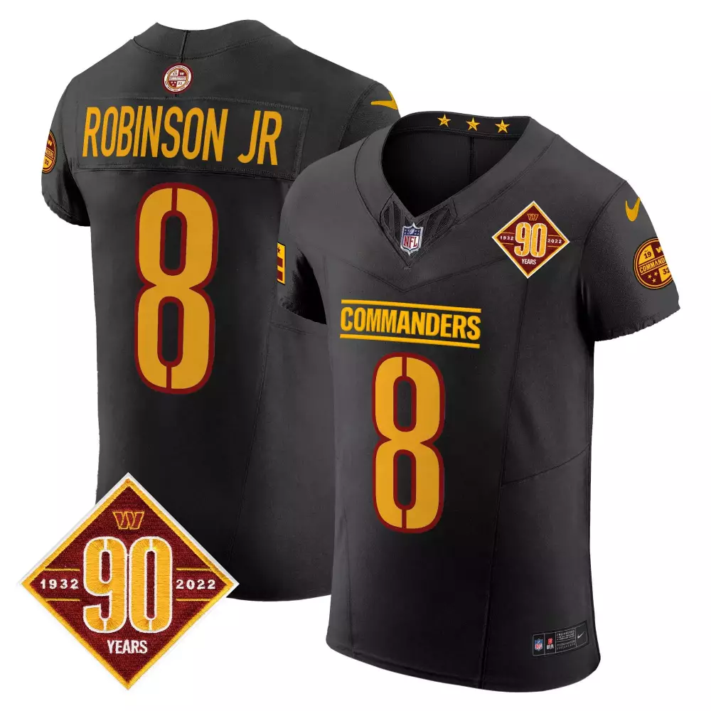 Robinson Jr. Black Men's Washington Commanders 90th Anniversary Vapor Elite Jersey | Stitched Edition | For Game Day | For Men, Women & Youth