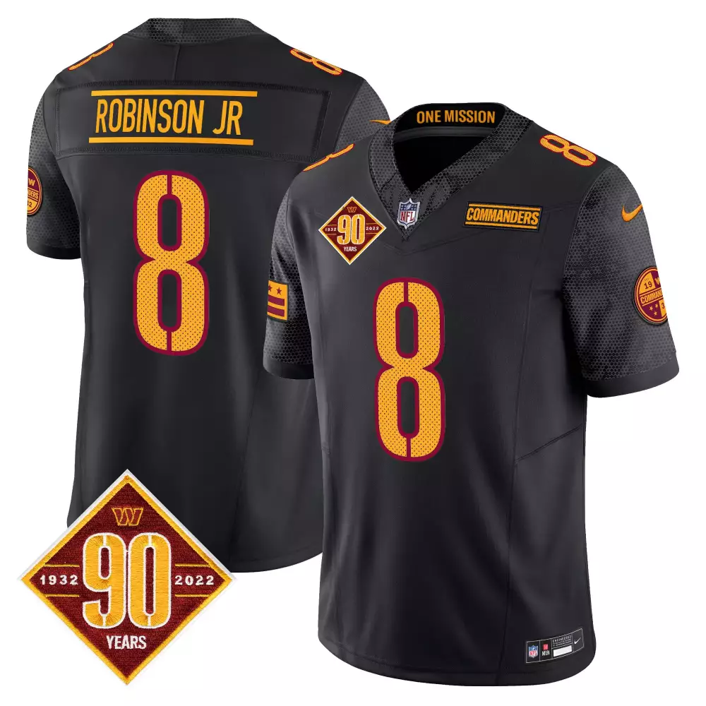 Robinson Jr. Black Men's Washington Commanders 90th Anniversary Vapor Limited Jersey V4 | Stitched Edition | For Game Day | For Men, Women & Youth