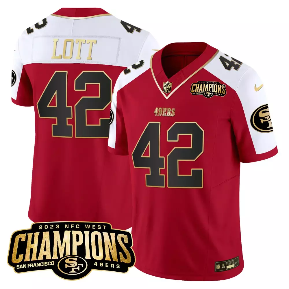 Ronnie Lott Black Alternate Stitched Jersey | 49ers 2023 NFC West Champions | Fan Gear for Men, Women & Youth